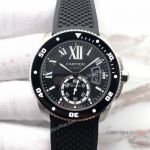 Swiss Grade Cartier Calibre De Diver W710056 watch SS Black Rubber